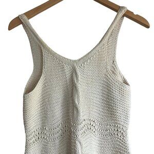 Neutral Ecru Beige Crochet Tank Dress US XS